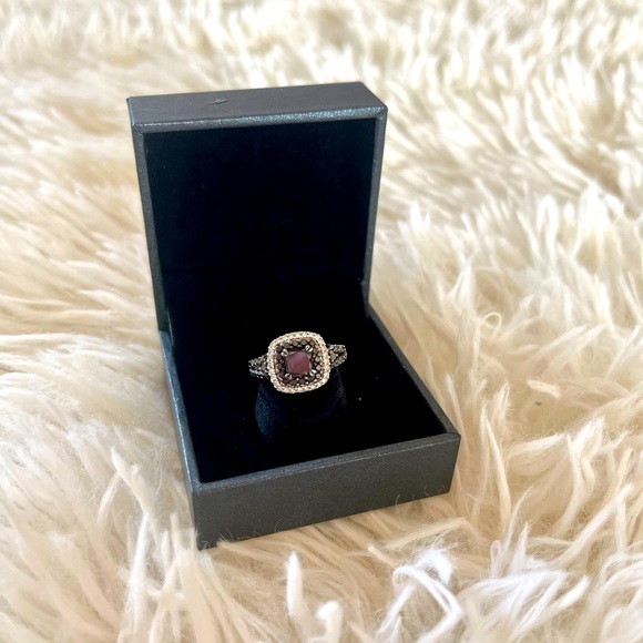 Miadora Jewelry - Miadora Sterling Silver 1 1/2ct TDW Princess Black and White Diamond Halo